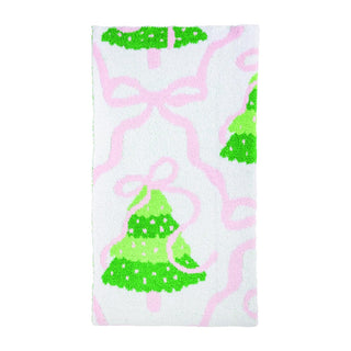 Pink Bow Tree Chenille Blanket