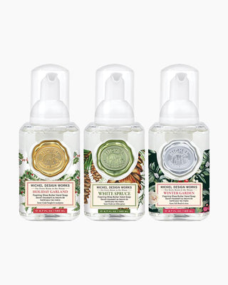 Michel Design Works Mini Foaming Hand Soap Set - Holiday Garland, White Spruce & Winter Garden