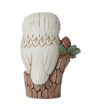Jim Shore White Woodland Owl on the Stump Figurine