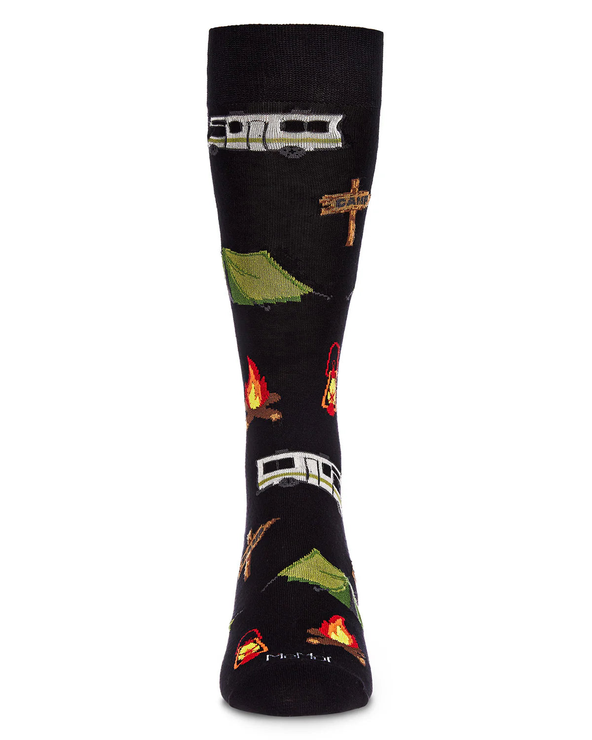 Men's Happy Camper Bamboo Blend Crew Sock - Black