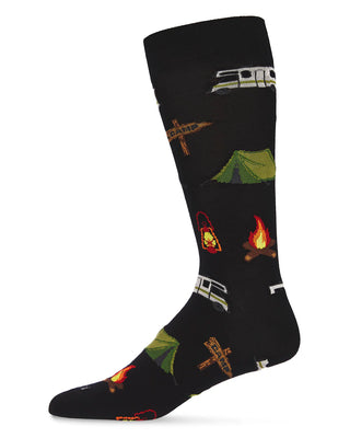 Men's Happy Camper Bamboo Blend Crew Sock - Black