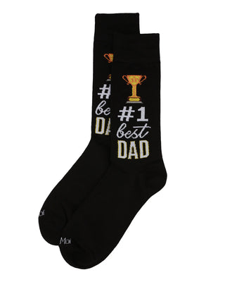 Men's #1 Dad Trophy Bamboo Blend Crew Sock - Black