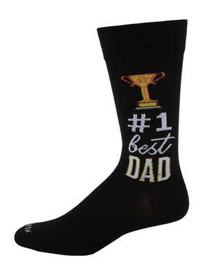 Men's #1 Dad Trophy Bamboo Blend Crew Sock - Black