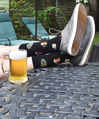 Men's Cheers to Craft Beer Bamboo Blend Crew Sock - Black