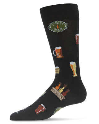 Men's Cheers to Craft Beer Bamboo Blend Crew Sock - Black
