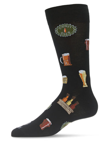 Men's Cheers to Craft Beer Bamboo Blend Crew Sock - Black