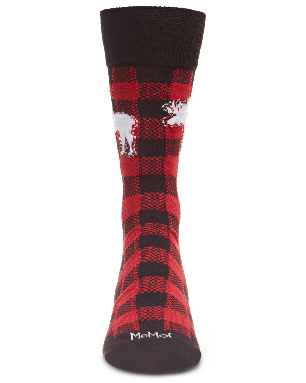 Men's Buffalo Plaid Moose Crew Socks