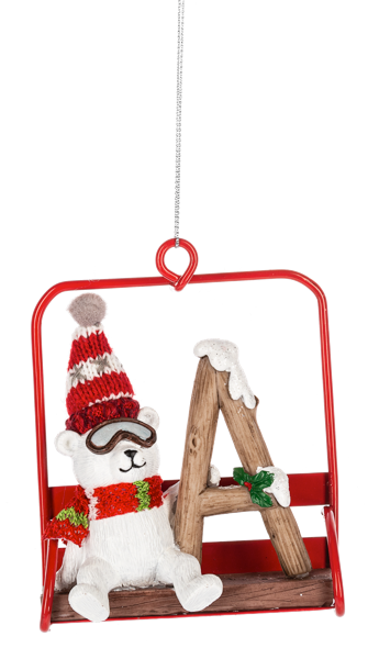 Ski Lift Monogram Ornament - A