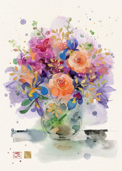 Bug Art Orange Roses Card Blank