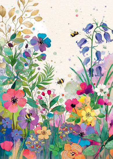 Bug Art Colourful Meadow Card Blank