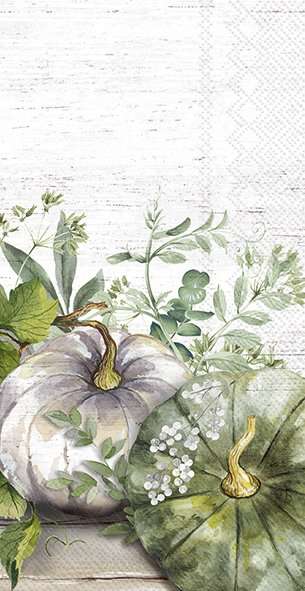 IHR Green And White Pumpkin Guest Towels - Cream