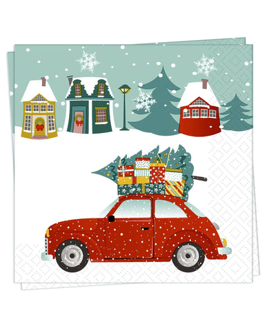 Christmas Car Lunch Napkins