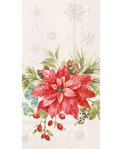 IHR Christmas Bouquet Cream Hostess Napkin