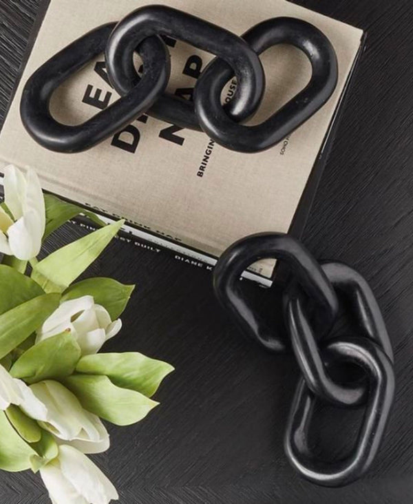 Black Marble Chain Link Decor Home Treasures & More