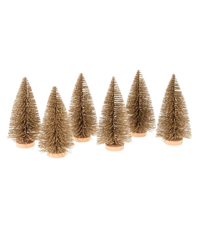 Bottle Brush Trees, Champage Sparkle, Set of 6