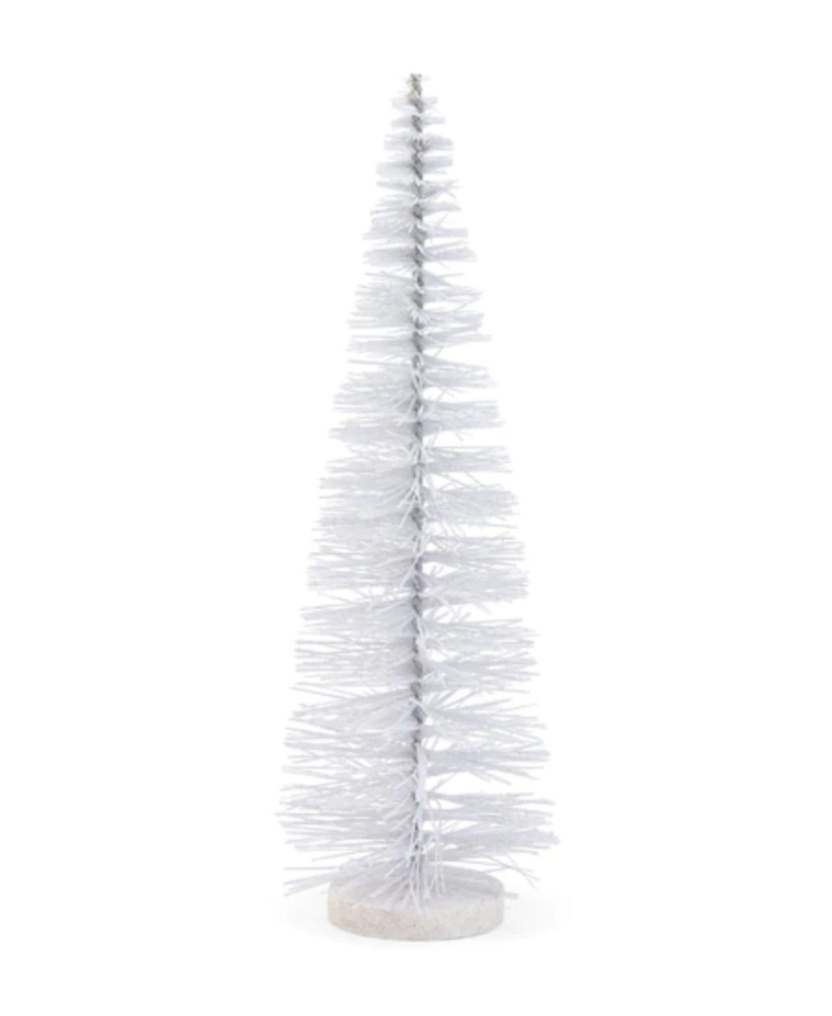 Village Bottle Brush Tree White Glitter - 14