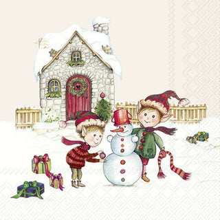 IHR Elves At Work Cream Cocktail Napkins