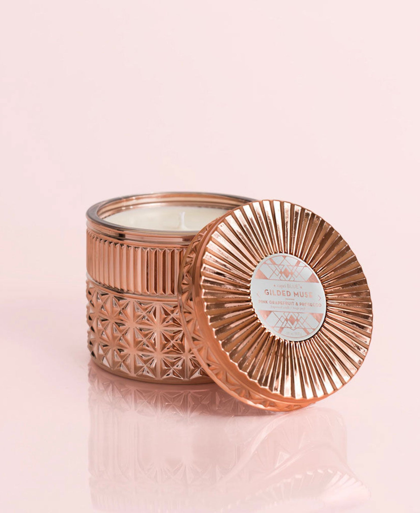 Capri Blue - Pink Grapefruit & Prosecco Gilded Rose Gold Faceted Jar