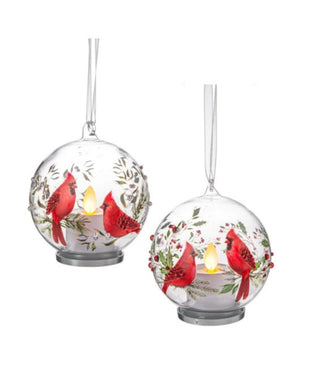 LED Glass Cardinal Ornament