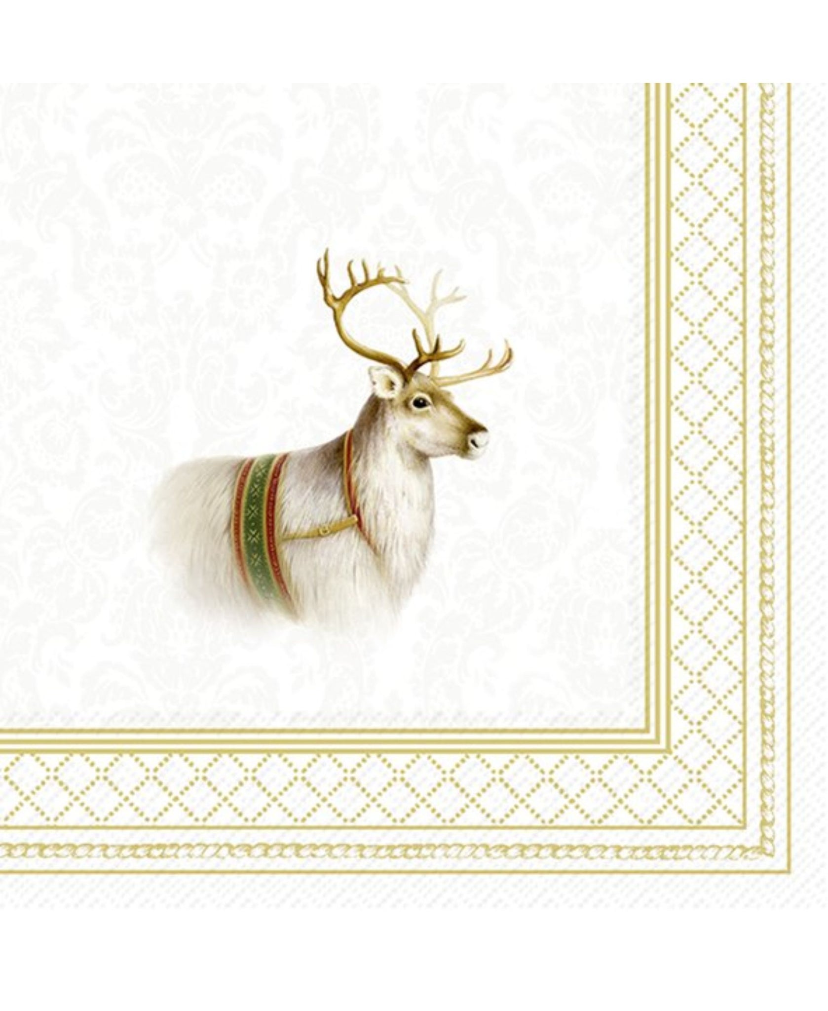 IHR Classic Christmas Reindeer Gold Cocktail Napkins