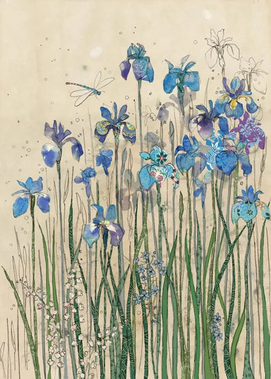 Bug Art Blue Iris Card Blank