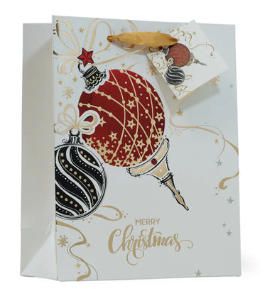 Red Ornament Foil Gift Bag Large