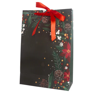 Black Christmas Floral Large Gift Bag
