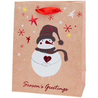 Seasons Greetings Snowman Red Foil Large Gift Bag