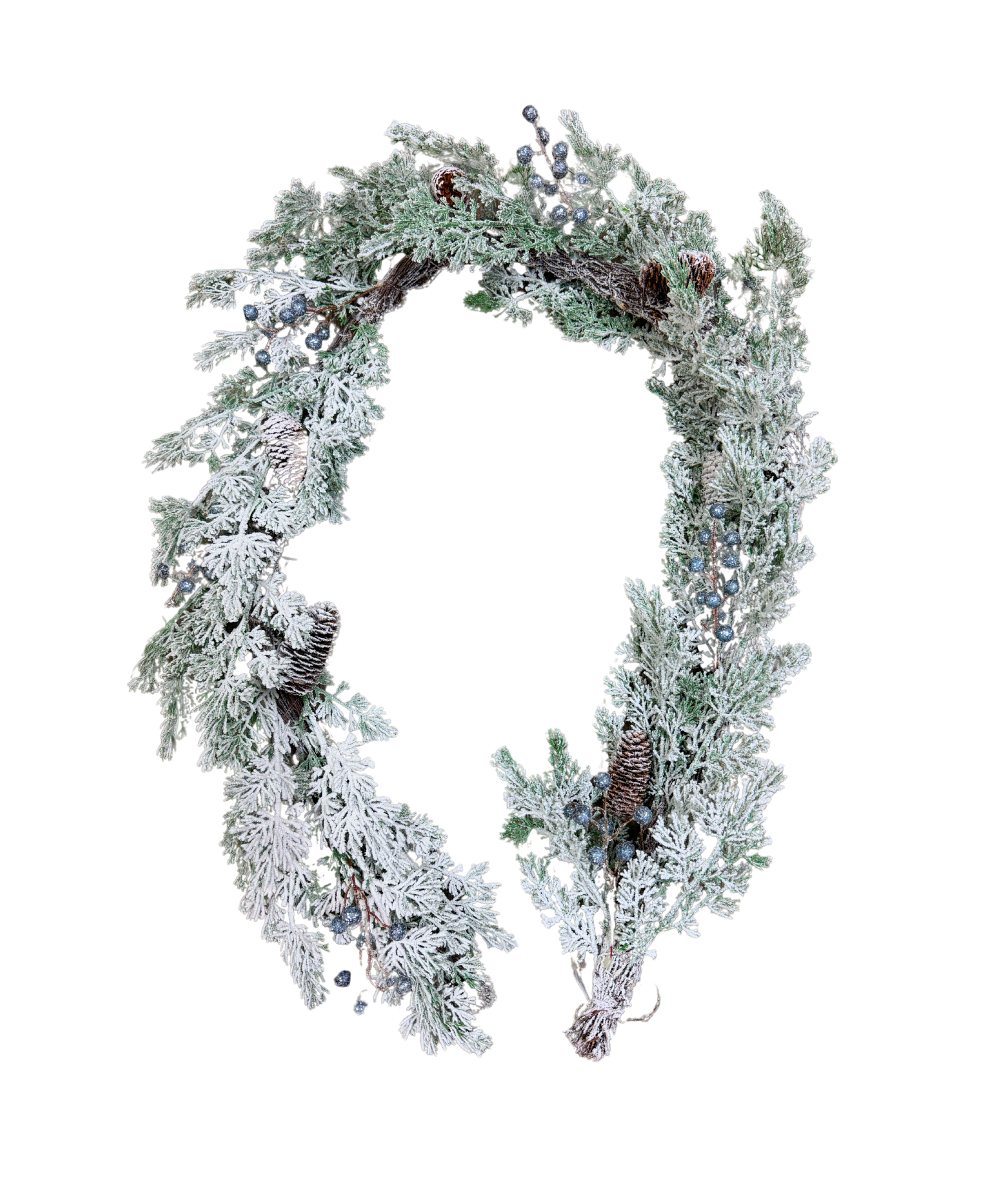 Flocked Pine With Berries Garland