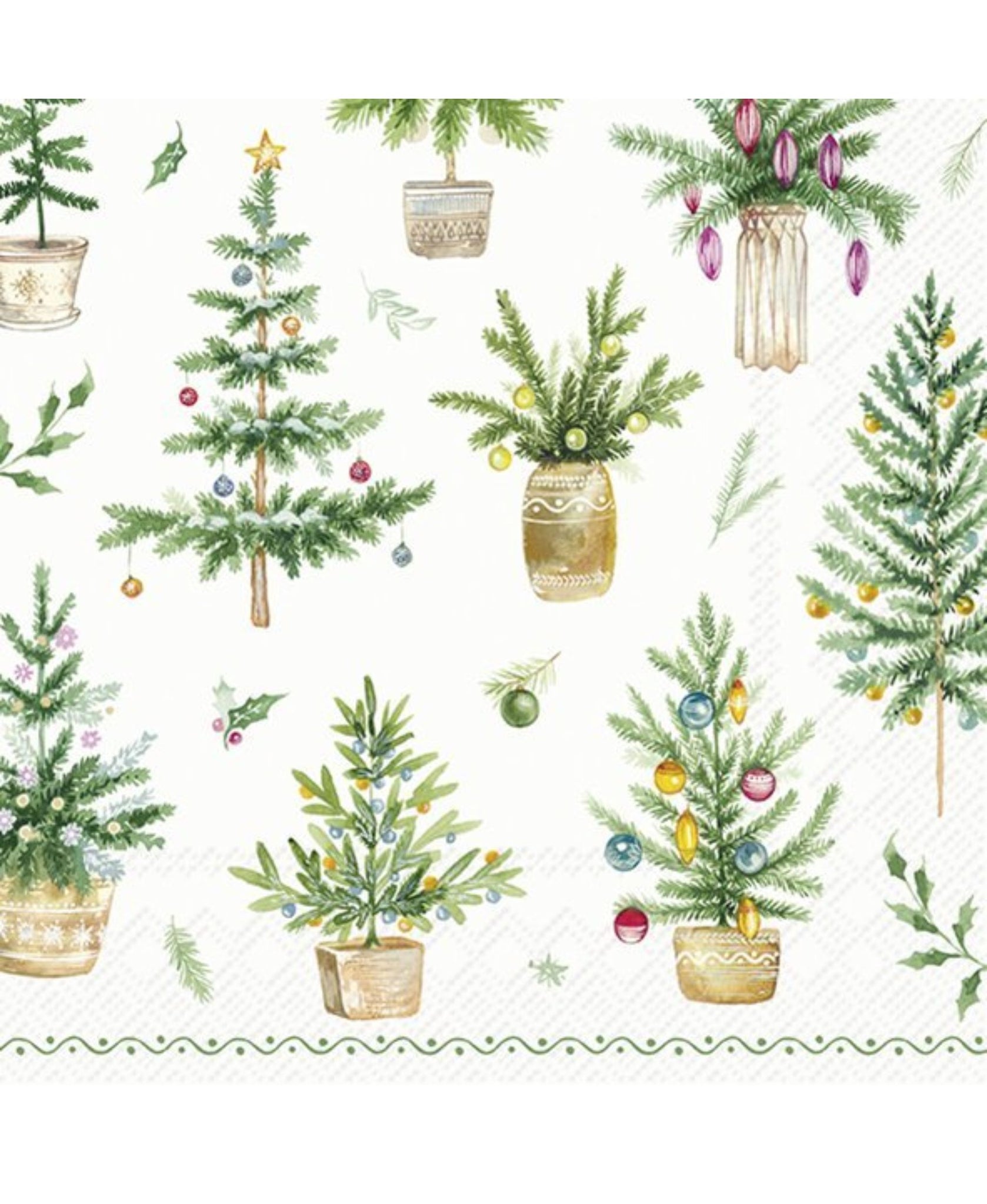 IHR Festive Holidays Green Cocktail Napkins