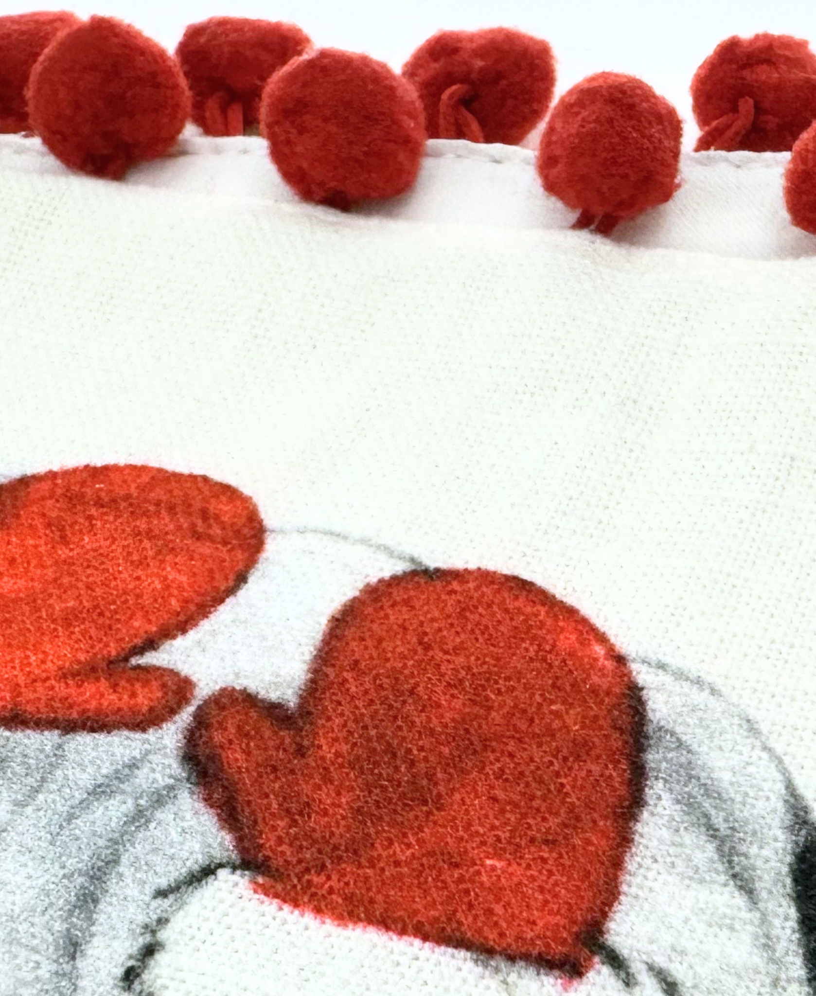 Ganz Gnome & Poinsettia Table Runner with Pom Poms