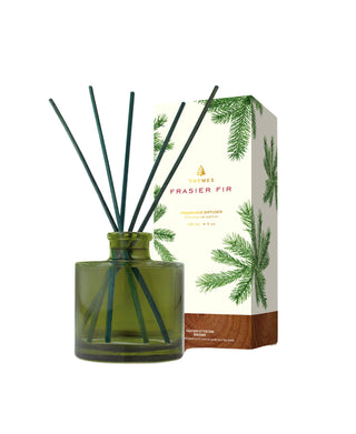 Thymes Frasier Fir Green Glass Reed Diffuser - Petite 4 oz