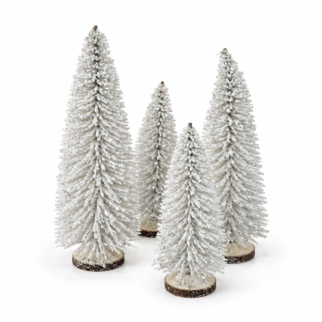 White Frosted Trees - 4Pk