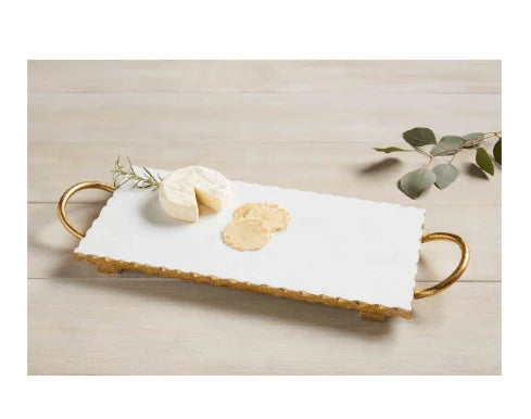 Gold Edge Marble Serving Board with Handles