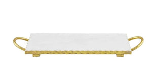 Gold Edge Marble Serving Board with Handles