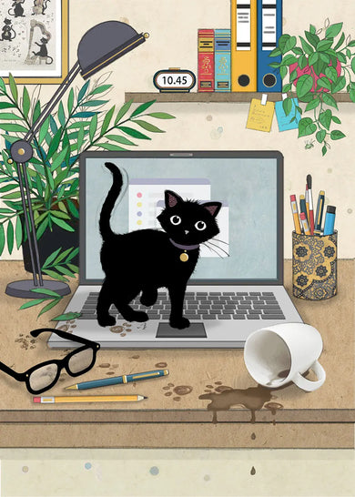 Bug Art Laptop Kitty Card Blank
