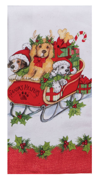 Bowie Wowie Christmas Sleigh Ride Dual Purpose Terry Towel Kitchen Towel