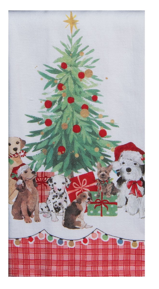 Santa Paws Christmas Tree Dual Purpose Terry Towel Kitchen Towel