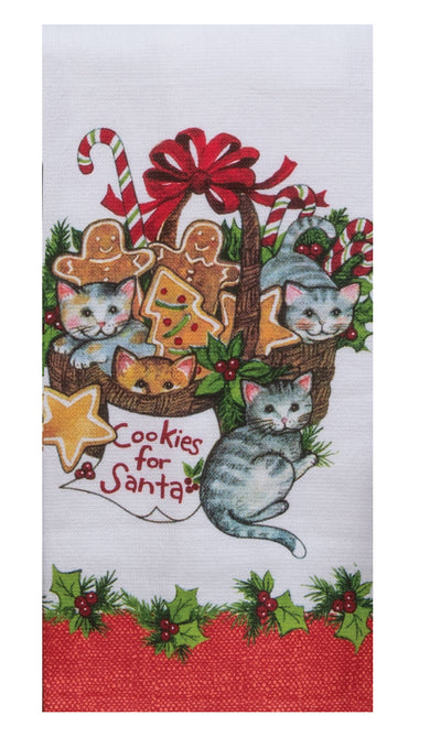 Kay Dee Meowy Christmas Basket Dual Purpose Terry Towel Kitchen Towel