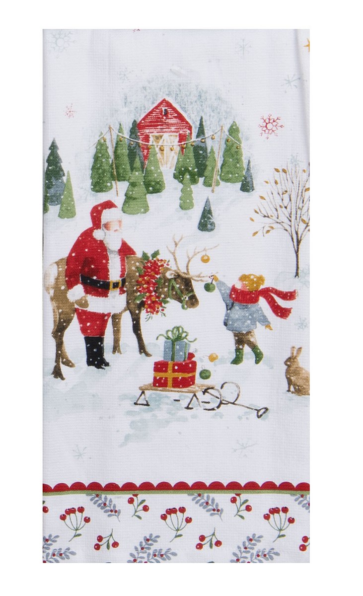 Kay Dee Magical Winterland Santa Dual Purpose Terry Towel Kitchen Towel