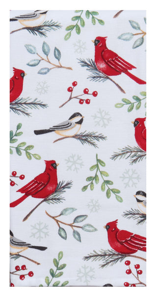 Winter Cardinal Toss Dual Purpose Terry Towel Kitchen Towel