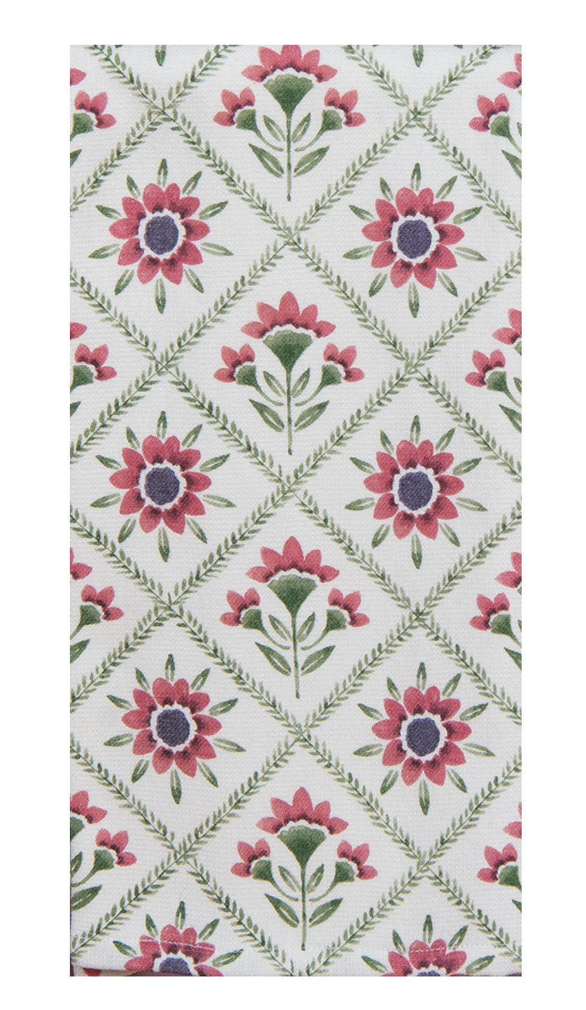 Mulberry Bloom Block Print Dual Purpose Towel Kitchen Towel