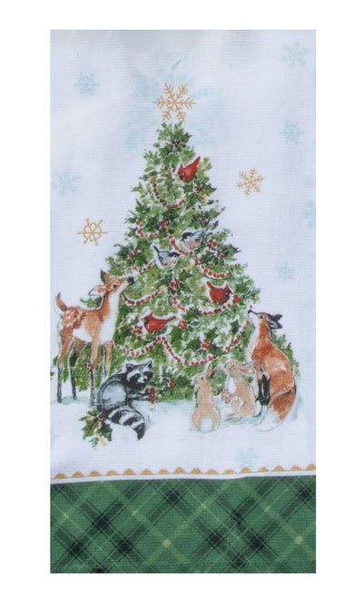 Sage Santa Tree with Animals Dual Purpose Towel Kitchen Towel