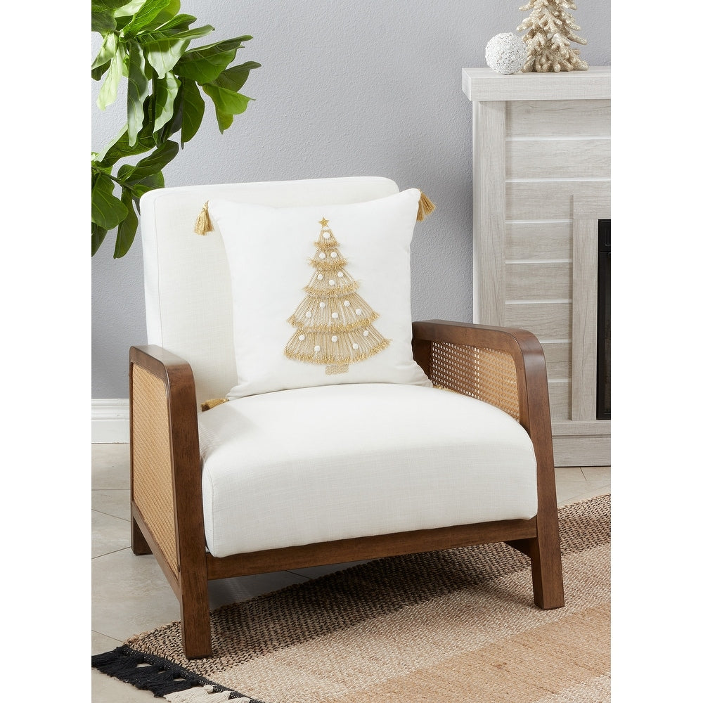 Gold Embroidered Christmas Tree Pillow