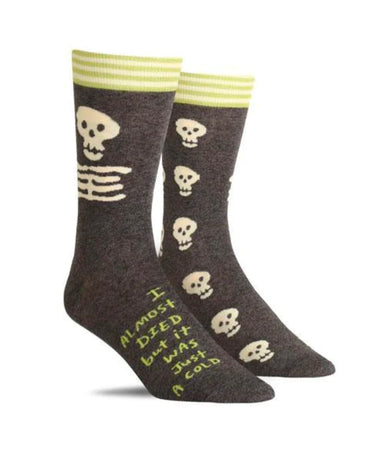 Blue Q I Almost Died But It Was Just A Cold Men's Crew Socks