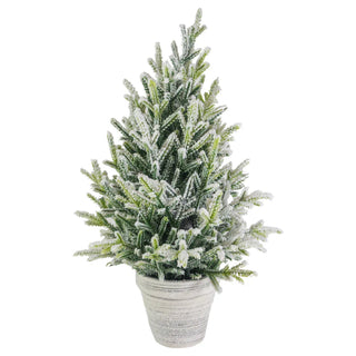 Flocked Tree In White Planter Small