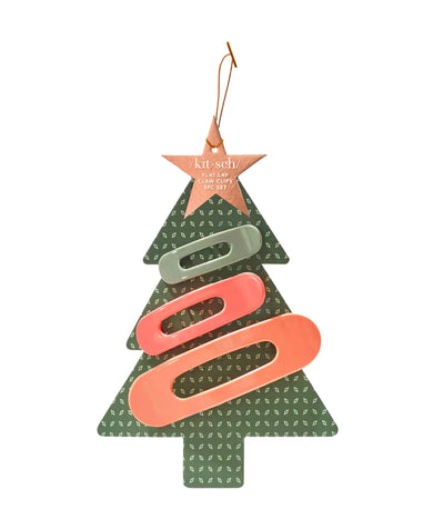 Kitsch - Holiday Recycled Plastic Flat Lay Claw Clips 3pc Set - Pinksettia