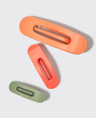 Kitsch - Holiday Recycled Plastic Flat Lay Claw Clips 3pc Set - Pinksettia