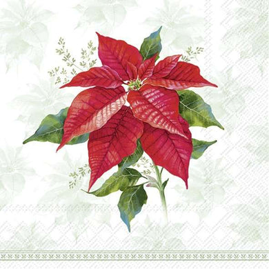 IHR Classic Poinsettia Green Lunch Napkins