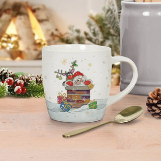 Bug Art Santa And Reindeer China Mug
